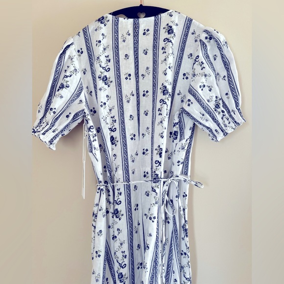 Reformation Veronica Midi Dress LINEN | Size M| Color: Roquefort - Picture 6 of 7